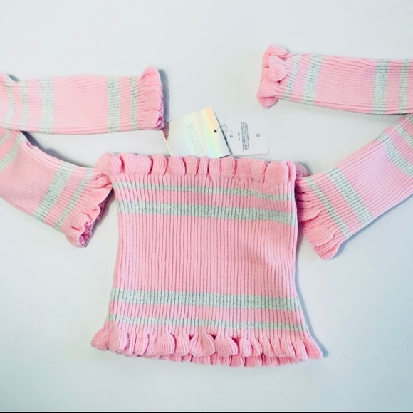 Bardot 💞 Knit Cropped Top In Pink - Picture 3 of 5